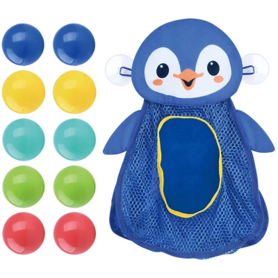 Afbeelding van Play Badspeelgoed Opberger Pinguin met ballen, 11dlg.