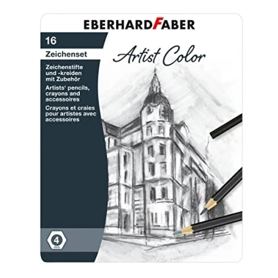 Afbeelding van Tekenset EFA bliketui 16st potloden, krijt en accessoires