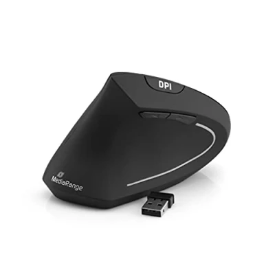 Afbeelding van MediaRange Ergonomische draadloze muis met 6 toetsen optische sensor voor linkshandigen, zwart