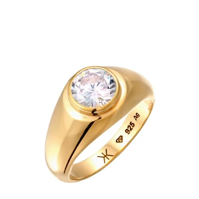 Afbeelding van Kuzzoi Sparkling Basic Ring goldcoloured, Heren, Maat: 54, Gold coloured
