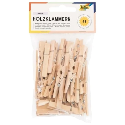 Afbeelding van Wasknijper Folia 48 stuks drie formaten hout