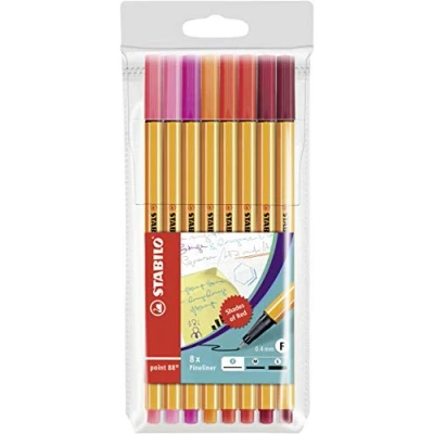 Afbeelding van STABILO Point 88 viltstiften, fijne punt, 8 stiften, rood