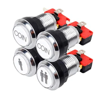 Afbeelding van Arcade Chrome Silver Plated 5 V 12 LED verlichte startknoppen 1P 2P speler 2 x knoppen hoek voor MAME JAMMA vechtspellen videogames Kit onderdelen