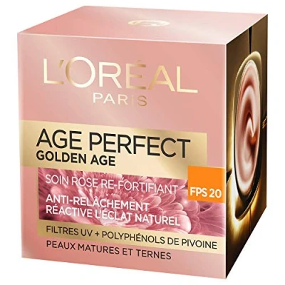 Image de l&#039;oréalparis Age Perfect Golden Soin FPS 20 Rosé Re Fortifiant Crème de Jour Anti Relâchement &amp; Eclat Enrichi en Cellules Natives Pivoine et Calcium/Vitamine B3 50 ml