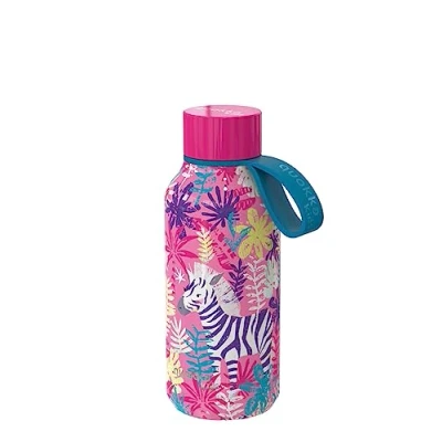 Afbeelding van Quokka Kids Solid met kleerhanger, Zebras 330 ml, BPA vrije roestvrijstalen waterfles, dubbelwandige thermosfles, houdt kou en warmte voor kinderen volwassenen