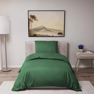 Afbeelding van Dreamzie Beddengoedset met 1 kussensloop 80 x cm, dekbedovertrek 135 200 100% microvezel, chemicaliënvrij Oeko TEX, eenpersoonsbed, groen