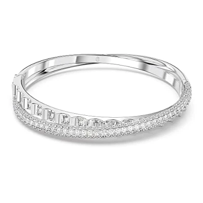 Afbeelding van Swarovski dames Rota bangle met kristal M in de kleur Zilver, maat: