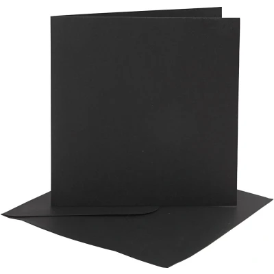 Afbeelding van Kaarten en enveloppen, afmeting kaart 15,2x15,2 cm, 230 gr, zwart, 4sets, envelop 16x16 cm