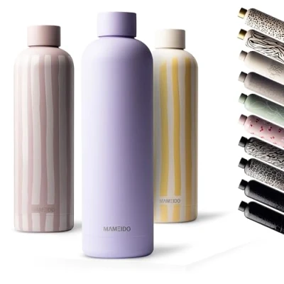 Afbeelding van Mameido Thermosfles 750ml, Roestvrijstalen geïsoleerde fles, waterdicht, BPA vrij, houdt de kou tot 24 uur, warmte 12 uur (Lavender Haze, 0,75 l)