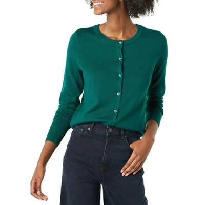 Image de Amazon Essentials Gilet Col Rond Léger (Grandes Tailles Disponibles) Women&#039;s, Vert Foncé, XXL