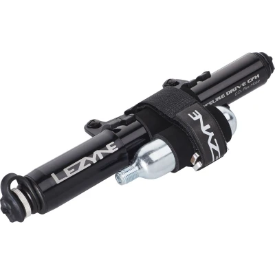 Afbeelding van Lezyne Pressure Drive CFH Handpomp / Co2 Dispenser Fietspomp Tot 8.3 bar Presta en Schrader ventielen Inclusief 16 gram &amp; Velcro strap Aluminium Zwart