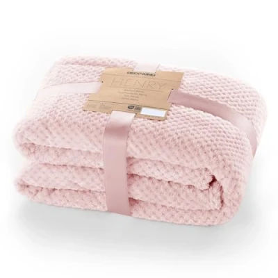 Afbeelding van DecoKing Henry Deken van microvezel, fleecedeken, zacht, sprei, Scandinavische stijl, poederroze, 220 x 240 cm