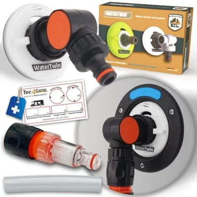 Afbeelding van MaJoCompTec® Waterwin Tankdop met wateraansluiting, vuladapter voor watertankdop, accessoires camper en caravan (Flex versie + compact filter,