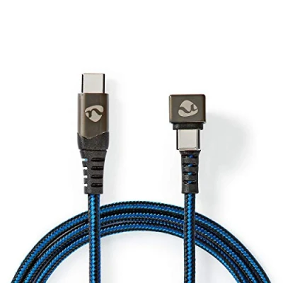 Afbeelding van USB C naar kabel 1 meter 2.0 (100% koper, Rechte connector, Blauw/Zwart)