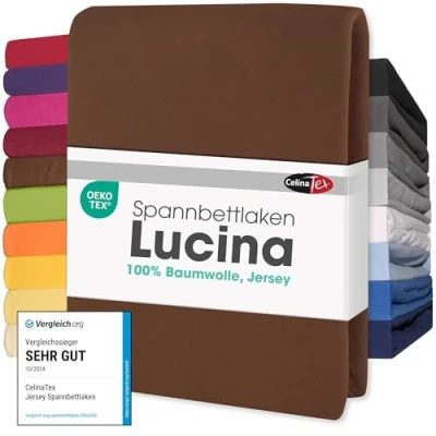 Afbeelding van CelinaTex Lucina Hoeslaken, katoen, 200 x cm, 220 chocoladebruin