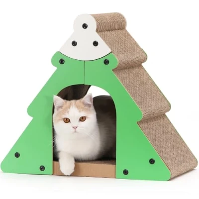 Afbeelding van FUKUMARU 50 cm comfortabele kartonnen krabpaal in bergvorm, verticale voor katten, duurzame kattenkrabmat, grote binnenkatten, veilig en
