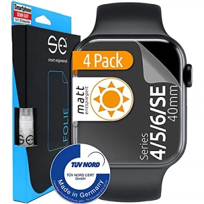 Afbeelding van SE® 4x 3D Antireflex Screen Protector voor Apple Watch 7 / SE 6 5 4 (40 mm 41 mm) Matt Maximale afdekking luchtbelvrije installatie alternatief veiligheidsglas