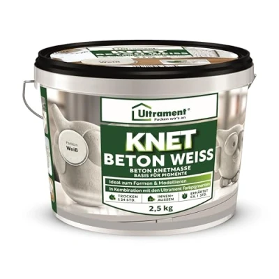Afbeelding van Ultrament Wit boetseerbeton, creatief beton, boetseerklei, pigmentbasis, ideaal voor gieten en modelleren, 2,5 kg