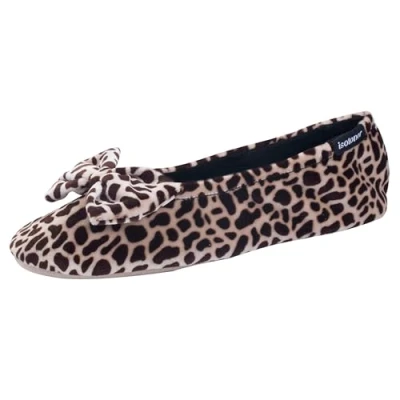 Afbeelding van Isotoner Zeer comfortabele ballerina&#039;s voor dames, zool van leer, detail met grote strik, Giraffe