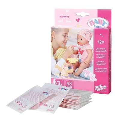 Afbeelding van ZAPF Creation Baby Born poppenvoer voor handpoppen, creatief spel bevordert empathie en sociale vaardigheden. Geschikt kinderen vanaf 3 jaar. Bevat 12 zakken, 779170