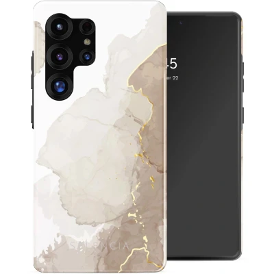 Afbeelding van Selencia Hoesje Geschikt voor Samsung Galaxy S25 Ultra Vivid Backcover Marble Light Brown