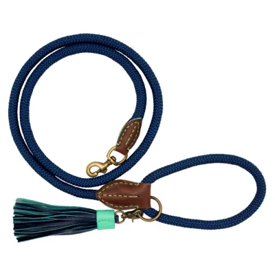 Afbeelding van Dwam Looplijn Buster Touw Blauw Hondenriem 155x1.4 cm