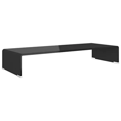 Afbeelding van Tv meubel/monitorverhoger zwart 80x30x13 cm glas