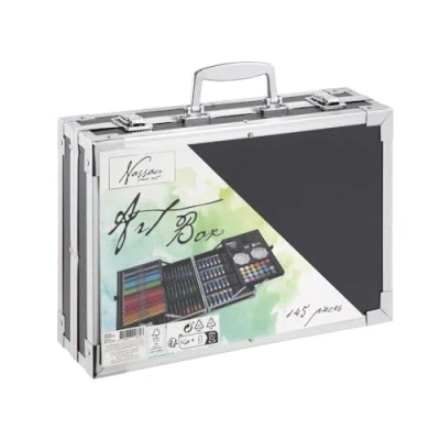 Afbeelding van Nassau Fine Art Tekendoos Schilderkisten en Schilderbenodigdheden 145 delige Schilder voor Volwassenen Hobby &amp; Creatief In metalen opbergkoffer