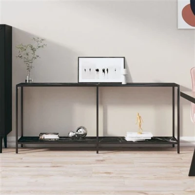 Afbeelding van vidaXL Wandtafel 180x35x75,5 cm gehard glas zwart