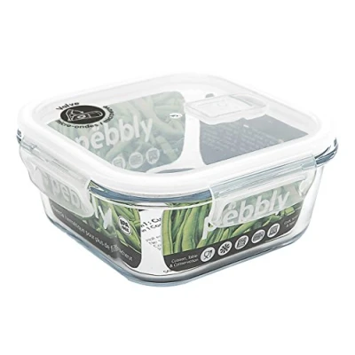 Afbeelding van Pebbly Square Glass Food Storage Container 800ml