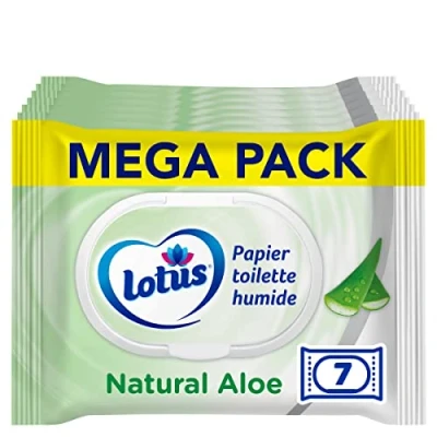 Afbeelding van Lotus Vochtig toiletpapier Natural Aloë zonder kleur en geurstoffen FSC vezels 100% natuurlijke oorsprong 294 vellen