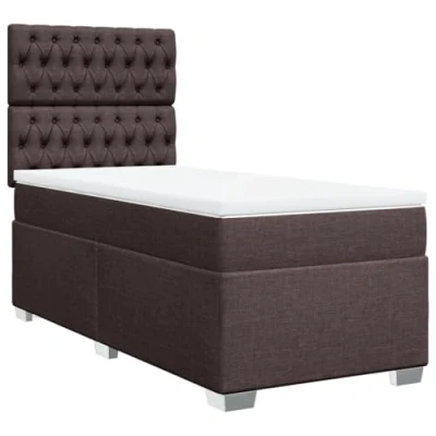 Afbeelding van vidaXL Boxspring met matras stof donkerbruin 90x200 cm