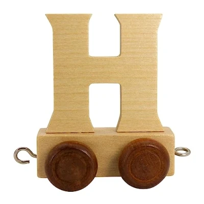 Afbeelding van Houten letters, trein aanhangwagen, locomotief, wagen, A Z, hoogte. 5,5 cm