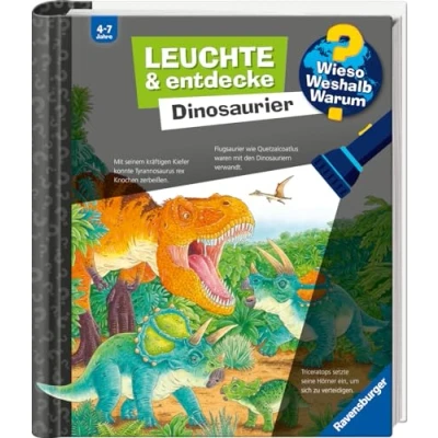 Afbeelding van Wieso? Weshalb? Warum? Leuchte und entdecke: Dinosaurier (Taschenlampen Buch mit Folien Klappen)