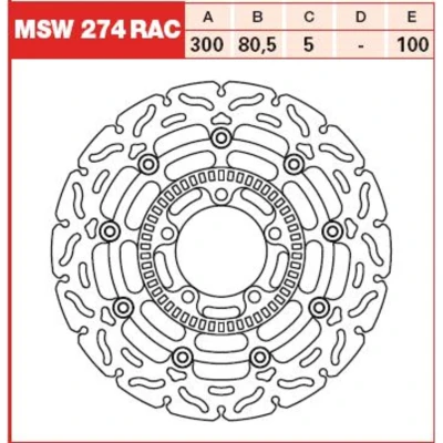 Afbeelding van TRW MSW274RAC Remschijf 300 5 Gekerft