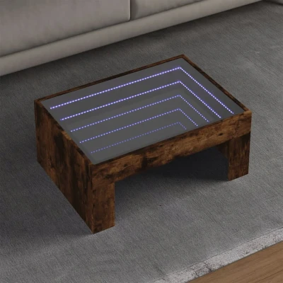 Afbeelding van Salontafel met Infinity LED 70x50x30 cm gerookt eikenkleurig