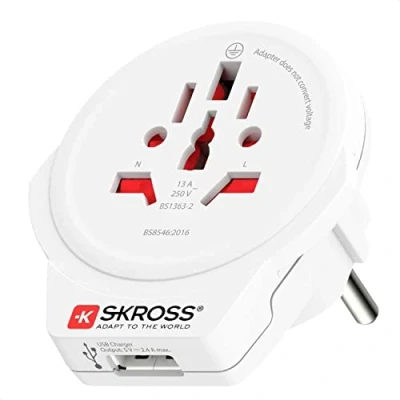 Afbeelding van SKROSS Reisadapter Wereld naar Europa + 1xUSB 2400 mA