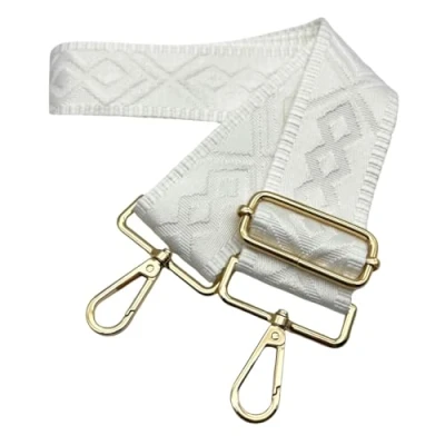 Afbeelding van 5 cm brede verstelbare tasriem voor tas, wisseltassenriem met gouden karabijnhaak, schouderriem handtas, schouderriem, handtas dames, crossbody doe het zelf, (wit) 3
