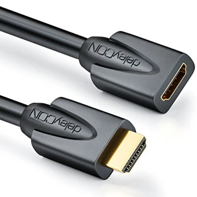 Afbeelding van deleyCON 5 m HDMI extender, compatibel met 2.0a/b/1.4a, UHD 4K HDR 3D 1080p 2160p ARC, hoge snelheid ethernet, zwart