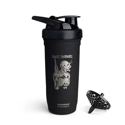 Afbeelding van Smartshake Rockband Reforce Proteïneshakerfles van roestvrij staal, 900 ml, lekvrij schroefdeksel, BPA vrij, uniseks, Iron Maiden, Somewhere In Time