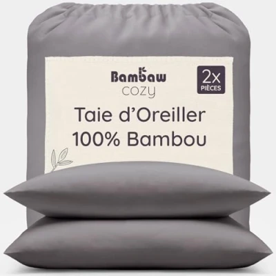 Afbeelding van Bamboe Kussenslopen 2 stuks Eco Kussensloop 50cm bij 75cm Donkergrijs Luxe Beddengoed Hypoallergeen Puur viscose rayon Ultra ademende Stof Bambaw