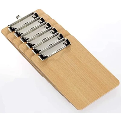 Afbeelding van LATERN A4 Klemborden 6 Pakket, Low Profile Clip Hardboard met Stevige Spring Grip &amp; Verborgen Hanggat, Duurzame Houten Boards voor Kantoor Werk
