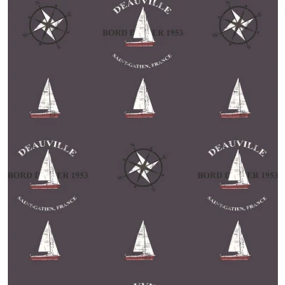 Afbeelding van Deauville Behang Schepen Vliesbehang Wandbekleding Bruin 0,53 x 10,05 M.