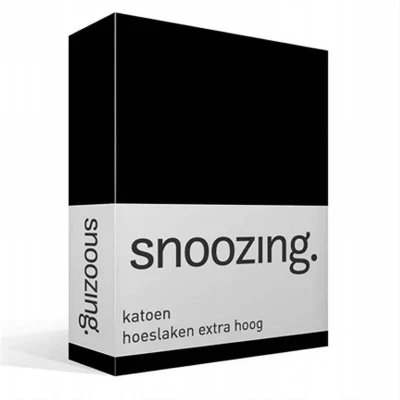 Afbeelding van Snoozing Katoen Extra Hoog Hoeslaken Eenpersoons 100x220 cm Zwart