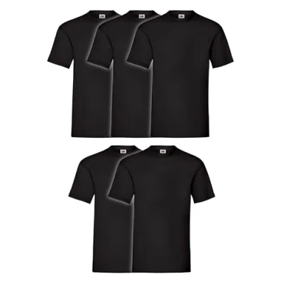 Afbeelding van Fruit of the Loom Iconisch lichtgewicht T shirt voor heren, verpakking van 5 stuks, Zwart