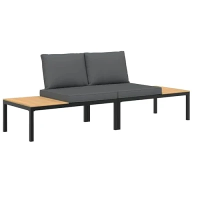Afbeelding van vidaXL 2 delige Loungeset met kussens aluminium zwart