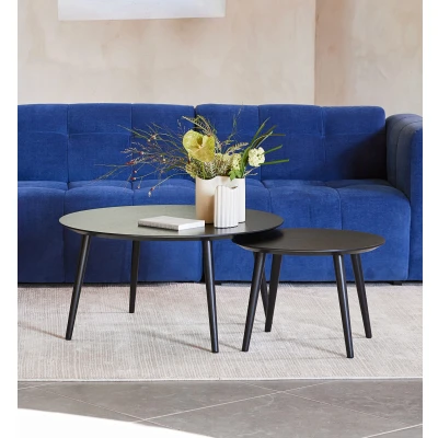 Afbeelding van Hygge Interiors Adda Zwart Eiken Salontafel Set Rond