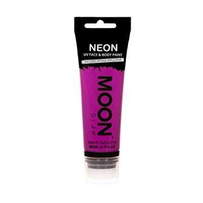 Afbeelding van Moon Glow Supersize Neon UV verf voor gezicht en lichaam met sponsapplicator, Deep Purple, 75 ml