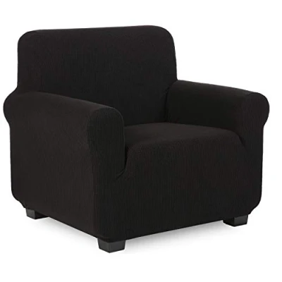 Afbeelding van TIANSHU Bankovertrek, 1 zits, delig, jacquard, elastische bankhoes, beschermende bankbekleding, zwart