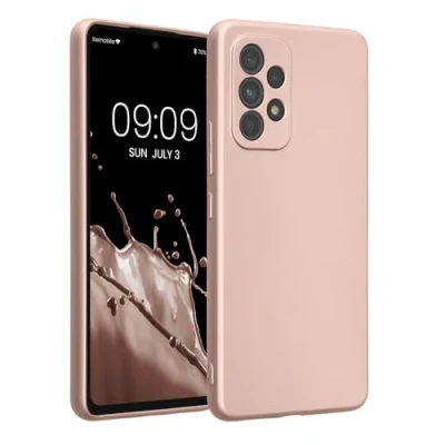 Afbeelding van kwmobile Hoesje compatibel met Samsung Galaxy A53 5G hoes Zachte TPU telefoonhoes metallic roségoud